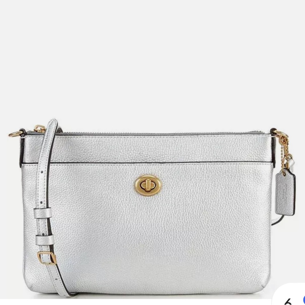 Coach Polly Crossbody Leather Bag C7202 - Metallic Silver